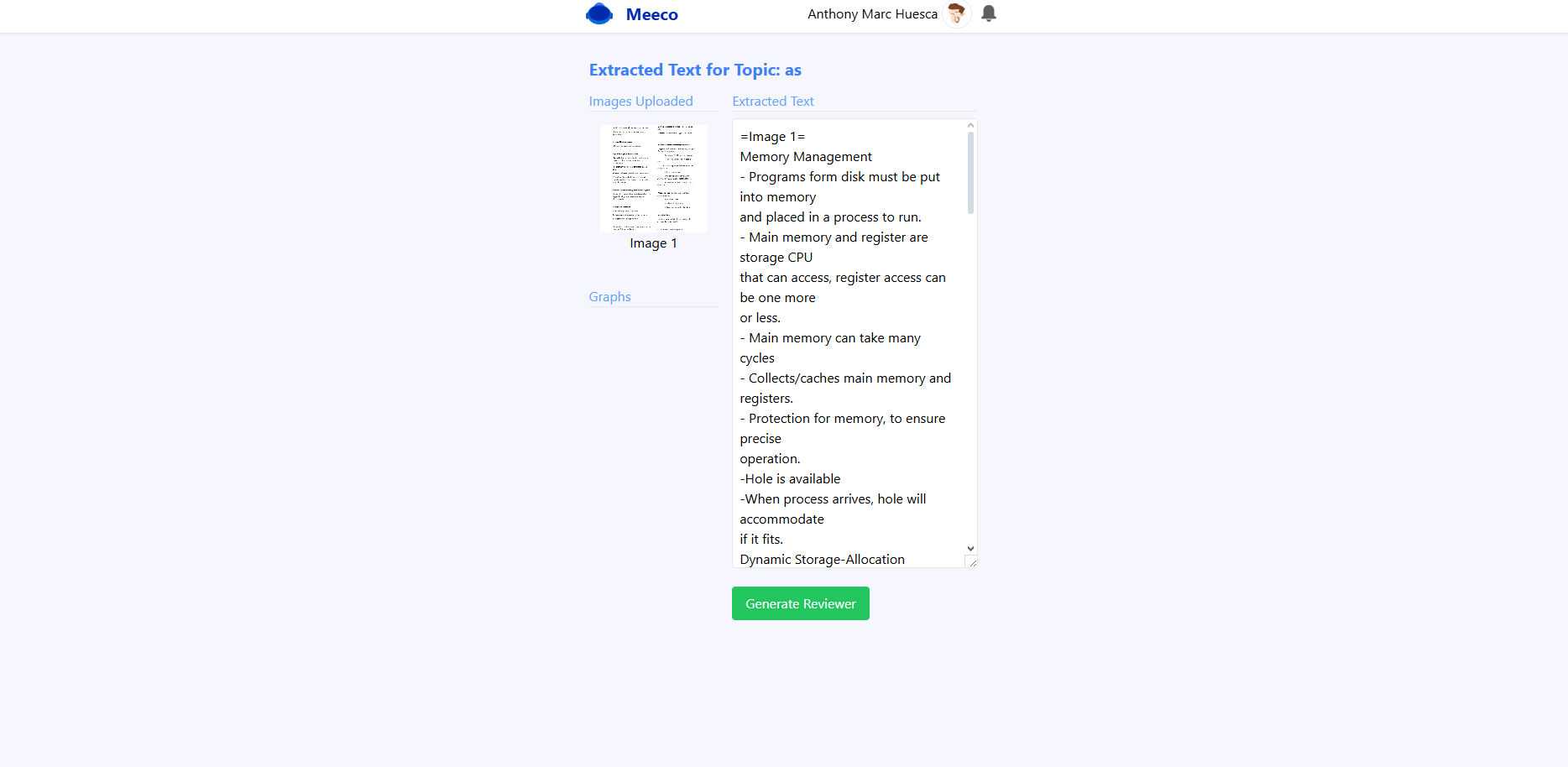 MEECO notes extraction feature